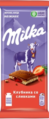 Шоколад Милка молочный Клубника со Сливками 80г